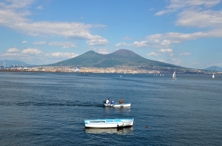 View of Vesuvius from the Marina near Castel dell 'Ovo